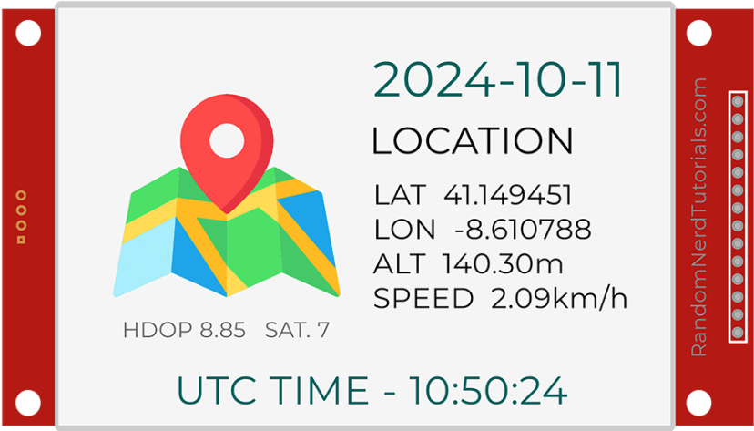 ESP32 TFT LVGL Display GPS Location Date Time Demonstration Screen