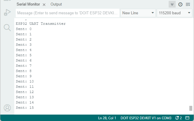 ESP32 UART Sender Demonstration