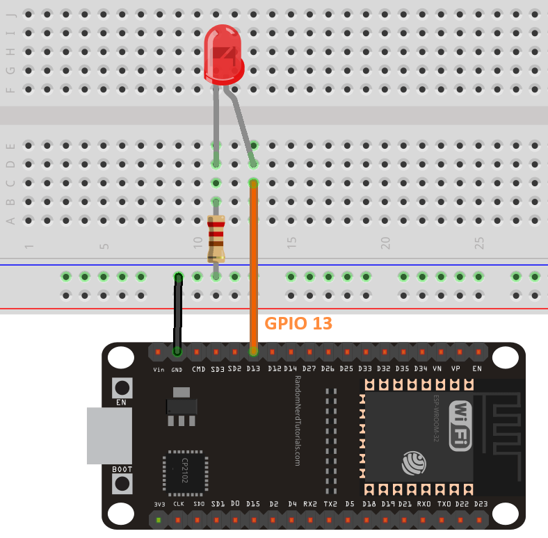 ESP32 Blink an LED with a Timer (MicroPython) Circuit
