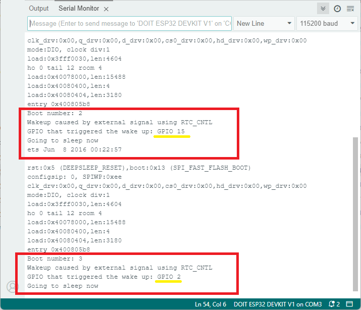 ESP32 External Wake-up Multiple GPIOs
