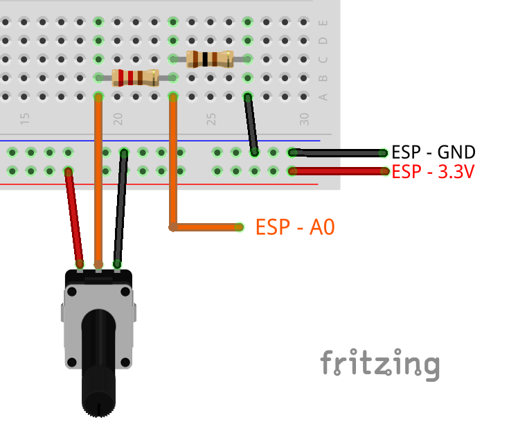 ESP8266 ADC read analog value circuit