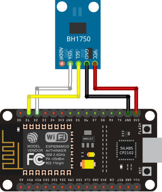 ESP8266 BH1750 Wiring Diagram