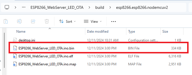 bin file for ESP8266 OTA updates