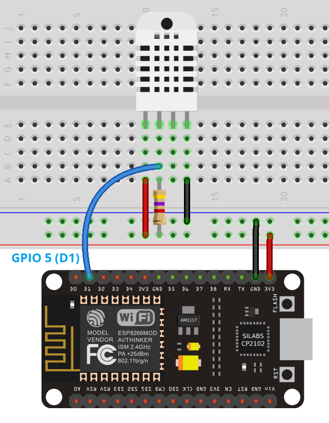 ESP8266 DHT11 DHT22 Schematic Diagram Circuit