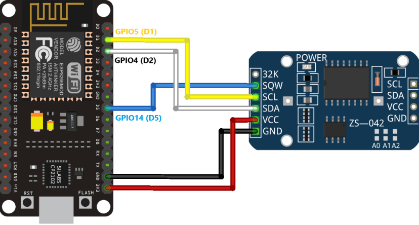 ESP32 with DS3231 RTC Module Circuit Diagram