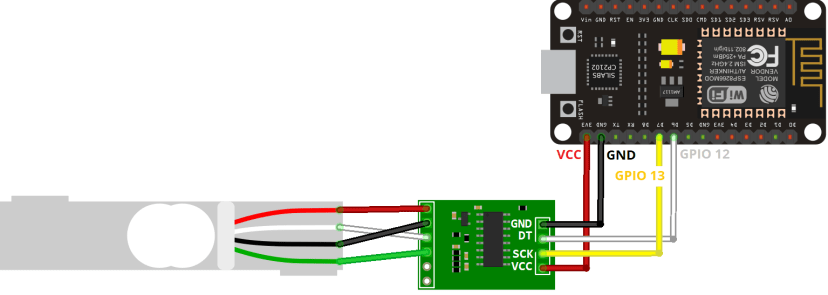 ESP8266 with Load Cell HX711 Wiring Schematic Diagram