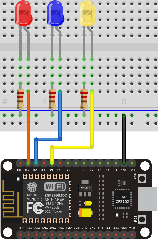 ESP8266 NodeMCU Arduino Outputs Async ESPAsyncWebServer library wiring schematic diagram