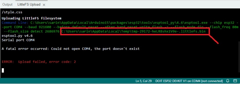 Arduino IDE create bin file from filesystem image
