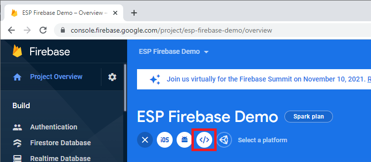 Firebase Add Web App to Project