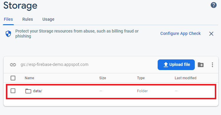 Folder Created in Firebase Storage