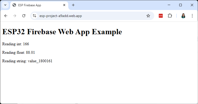 Firebase Project Basic Web App Display Values from RTDB ESP32