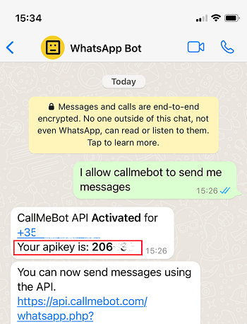 Get CallMeBot API key