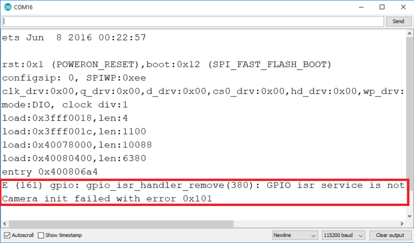 ESP32-CAM Psram error GPIO isr service is not installed