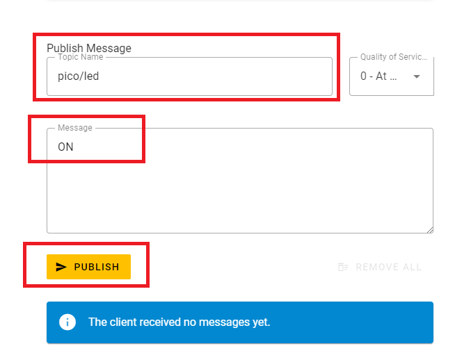 HiveMQ publish MQTT message Web Client