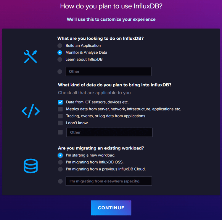 InfluxDB Getting Started Form