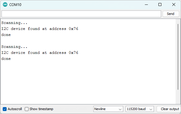 ESP32 I2C Scanner Arduino IDE Serial Monitor
