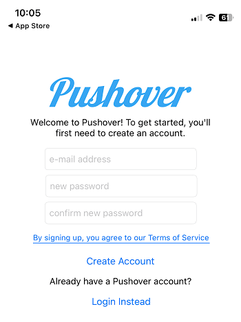 Create Account Pushover App
