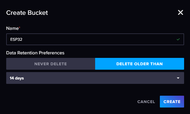InfluxDB Cloud Creating a Bucket