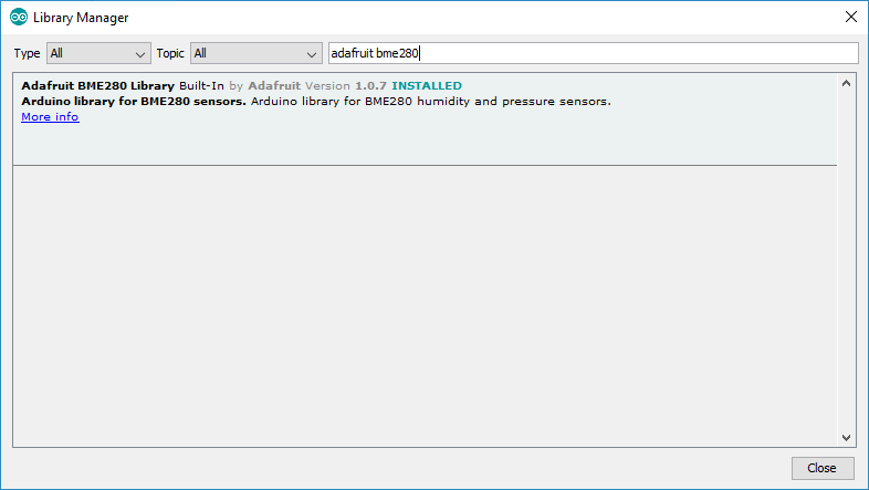 Installing BME280 library in Arduino IDE