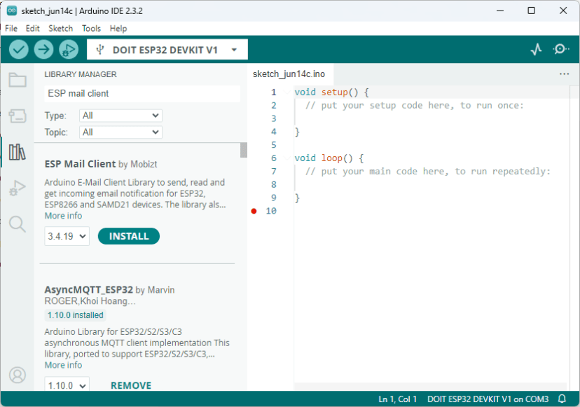 Install ESP Mail Client Library Arduino IDE
