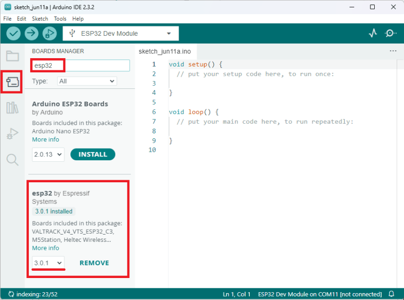 Install ESP32 Arduino IDE 2 board add-on version 3