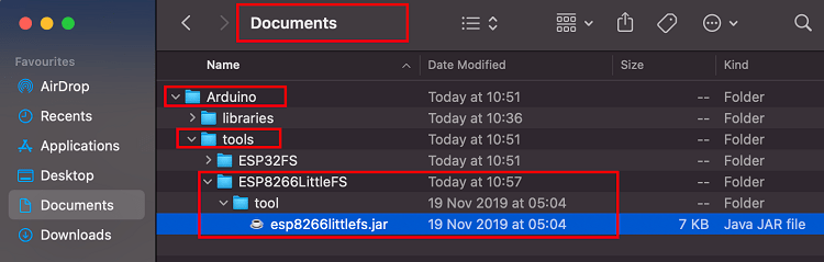 install ESP8266 LittleFS filesystem plugin folder structure mac os X