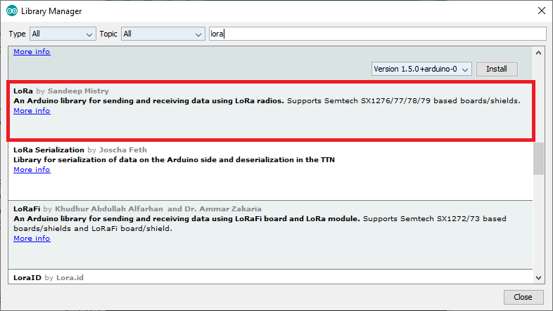 Installing LoRa Library for ESP32 Arduino IDE