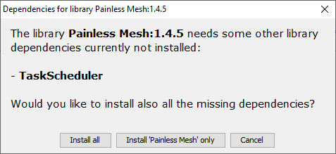 Install painlessmesh library dependencies Arduino IDE