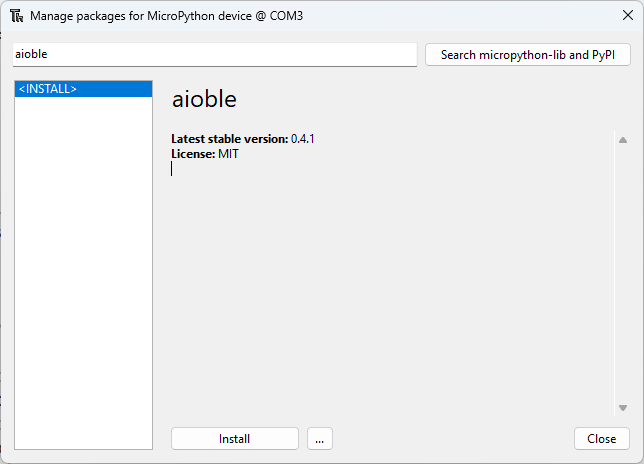 Installing aioble Bluetooth Library MicroPython ESP32