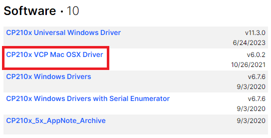 Installing CP210x USB to UART Bridge Drivers Mac OS Computer