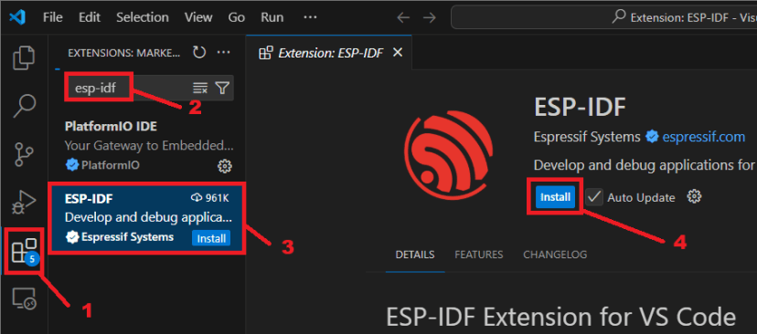 Installing ESP-IDF Extension VS Code