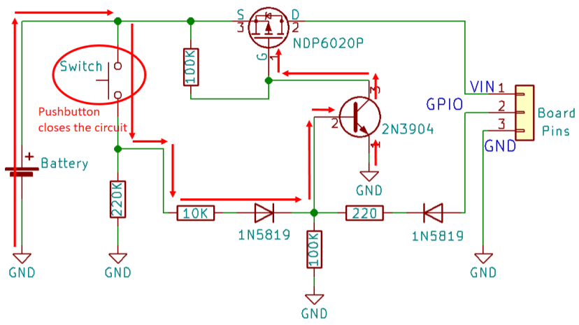 power latch circuit schematics esp32 esp8266 arduino