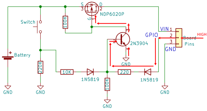 power latch circuit schematics esp32 esp8266 arduino