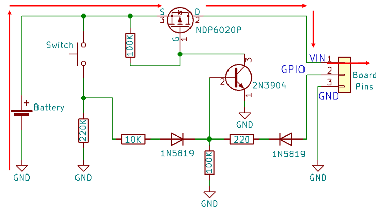 power latch circuit schematics esp32 esp8266 arduino