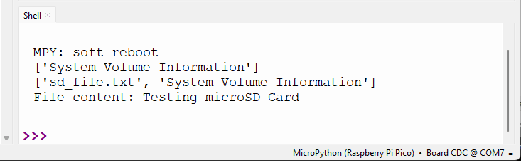 microsd card file created thonny IDE