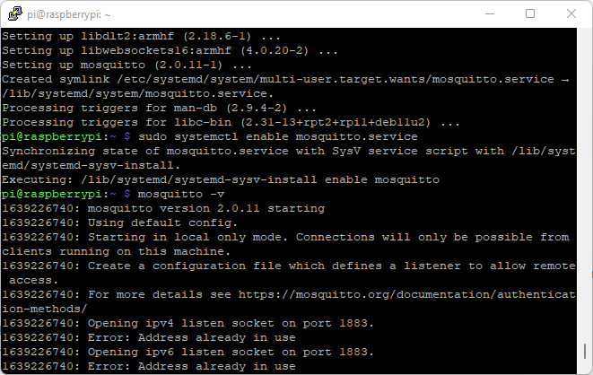 Installing Mosquitto MQTT broker Raspberry Pi