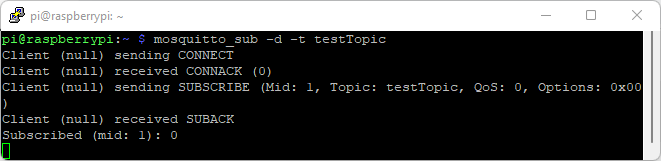 Mosquitto MQTT Client subscribe to topic