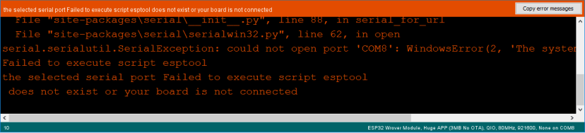 ESP32-CAM COM Port Not Selected