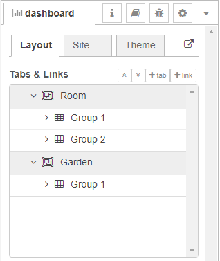 Node-RED dashboard layout example