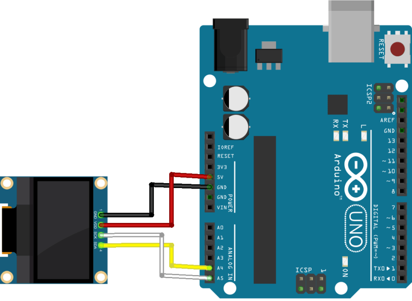 arduino with OLED display schematic diagram