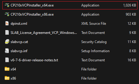 Open the Installation file for CP210x USB to UART Bridge Drivers Windows PC