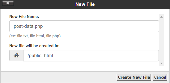 PHP Create New file post data .php
