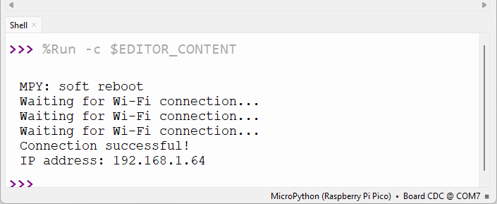 Raspberry Pi Pico: connect to network and get ip address