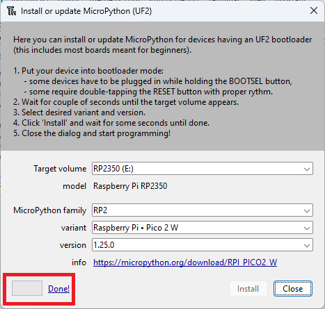 Installing MicroPython Raspberry Pi Pico 2 Thonny IDE