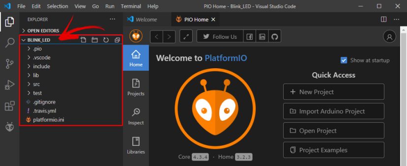 PlatformIO IDE Extension Project Folder Structure