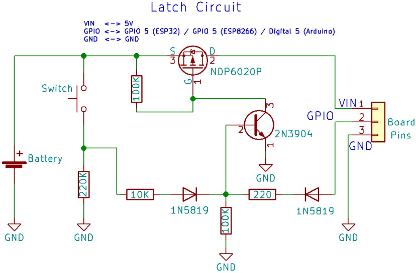 power latch circuit schematics esp32 esp8266 arduino
