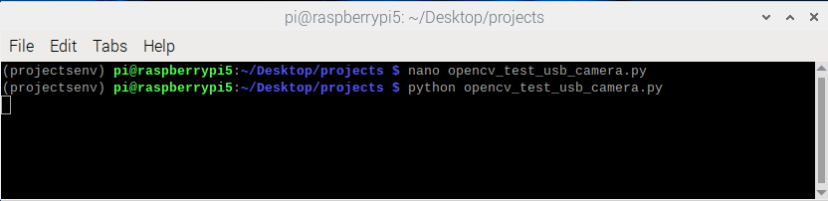 Raspberry Pi OpenCV run test USB camera Python script