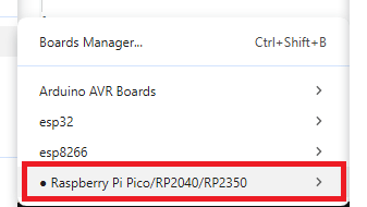 Raspberry Pi Pico Board Options Arduino IDE 2