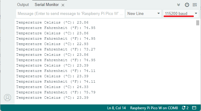 Reading Raspberry Pi Pico Internal Temperature Sensor