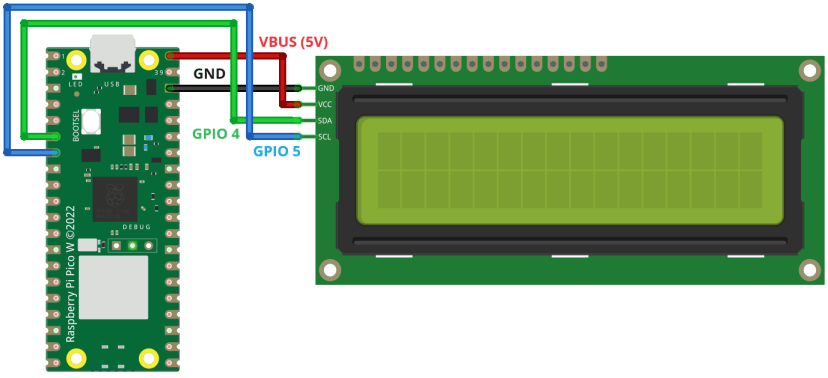 Wiring the Raspberry Pi Pico to the LCD Display (I2C)
